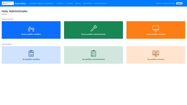 Pantalla de SoportApp: los pedidos internos